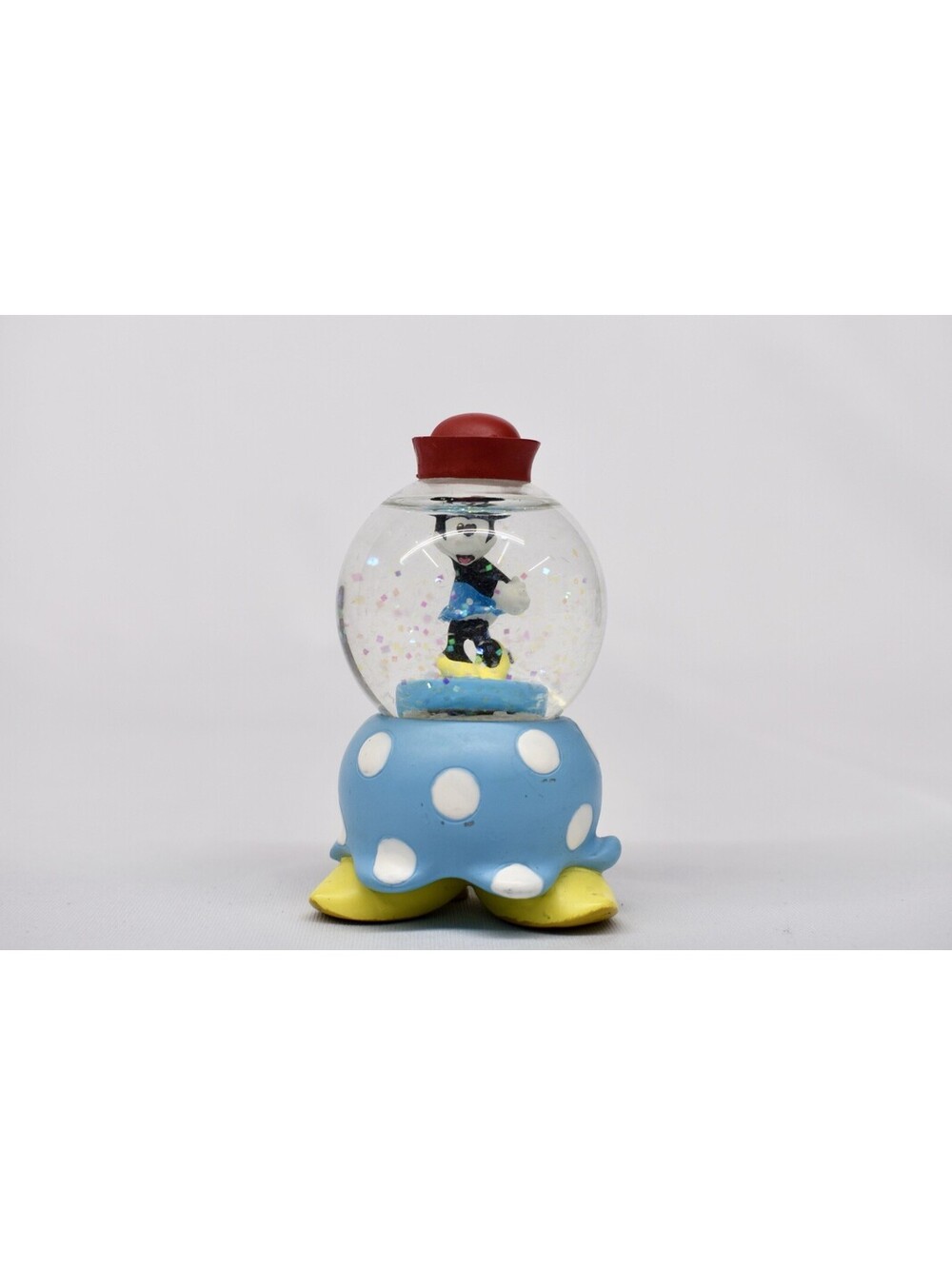 Disney Minnie Mouse Mini Snow Globe Figurine Blue Polka Dot Base